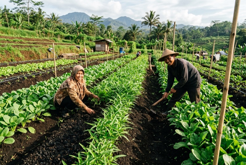 Lahan pertanian produktif tanah arang hayati biochar
